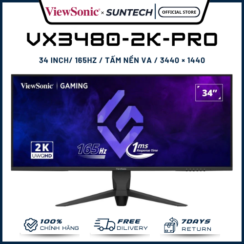 Màn Hình Siêu Rộng ViewSonic VX3480-2K-PRO 34 Inch - WQHD (3440x1440), 165Hz, 1ms, Tỉ Lệ 21:9, Chân 