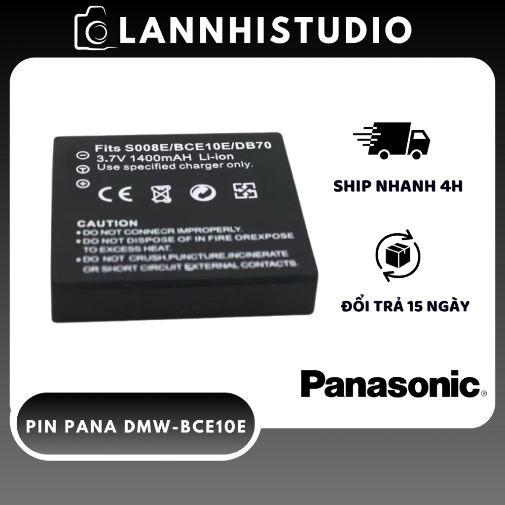 Pin Panasonic DMW-BCE10E 1400mAh 3.7V - Pin Máy Ảnh Panasonic S008E DB70 BCE10E Dùng Cho Lumix