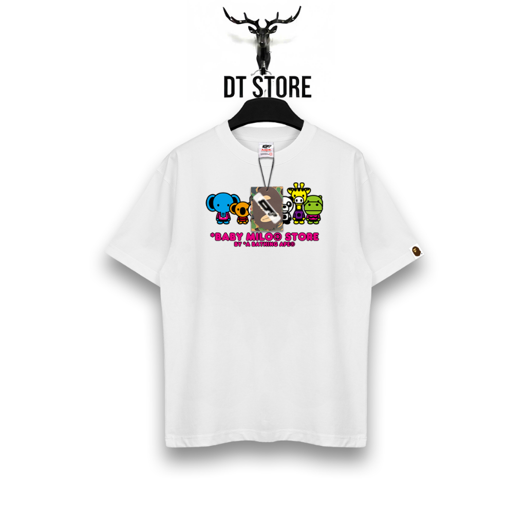 ÁO THUN BABY MILO STORE COTTON CAO CẤP FORM RỘNG ĐEN - DT STORE - BAPE010