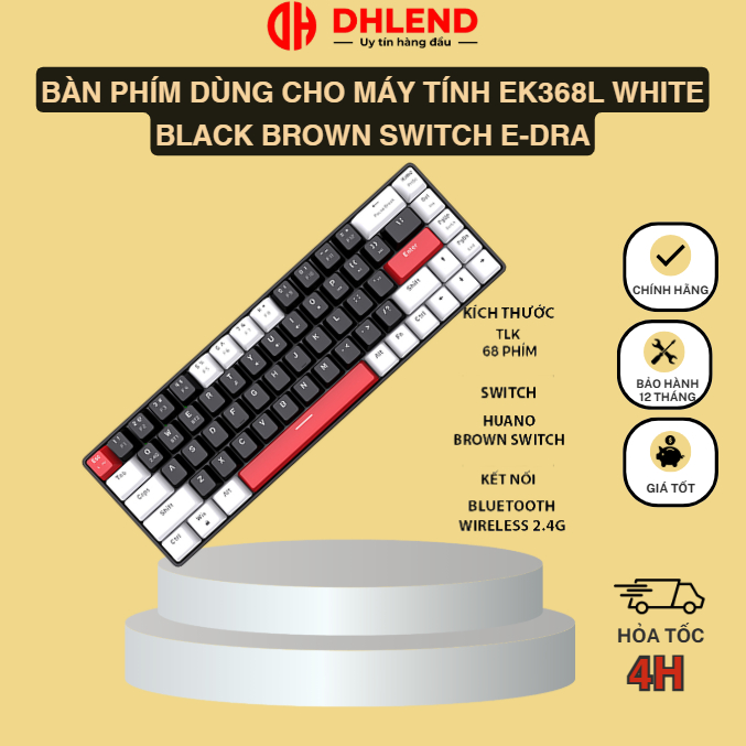 Bàn phím dùng cho máy tính EK368L White Black Brown Switch E-Dra