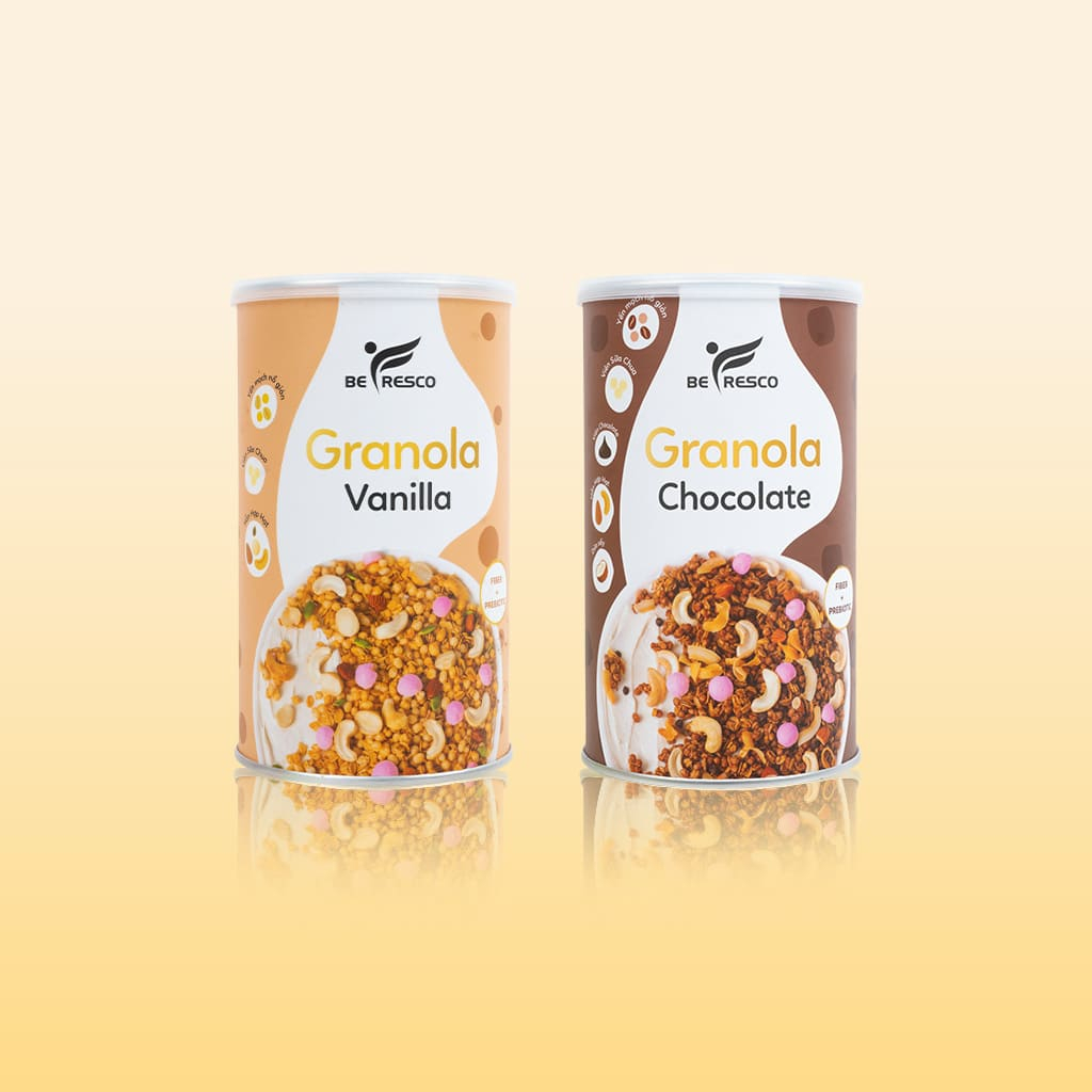 [COMBO 2 HŨ] Granola Không Trái Cây Sấy, Nhiều Topping 80% Hạt & Viên Sữa Chua, Ít Đường, Ăn Liền Be