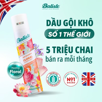 [NEW] Dầu Gội Khô Batiste Floral Lively Blossoms 200ml - Xịt Gội Khô Hương Hoa Thiên Nhiên