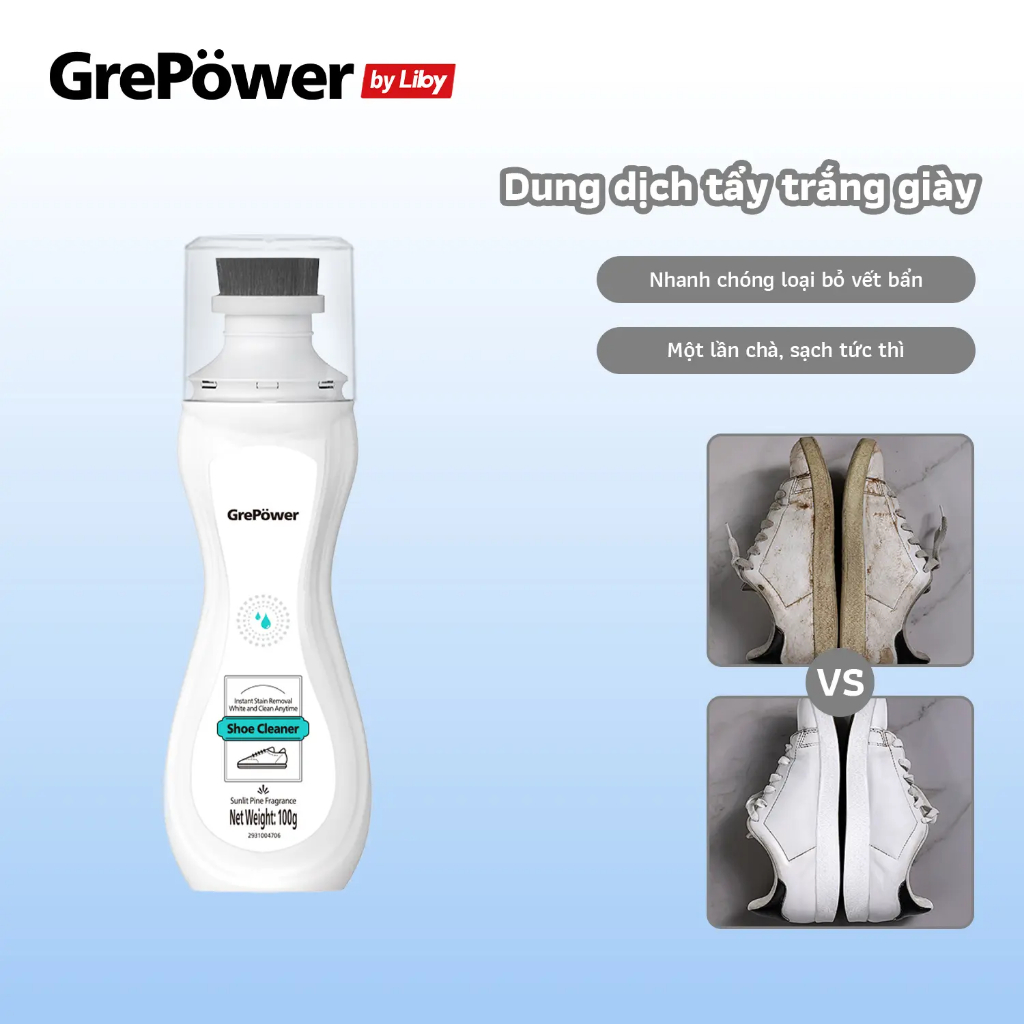 【Grepower by liby】Dung dịch Tẩy Trắng Giày - Lau là sạch, không cần giặt