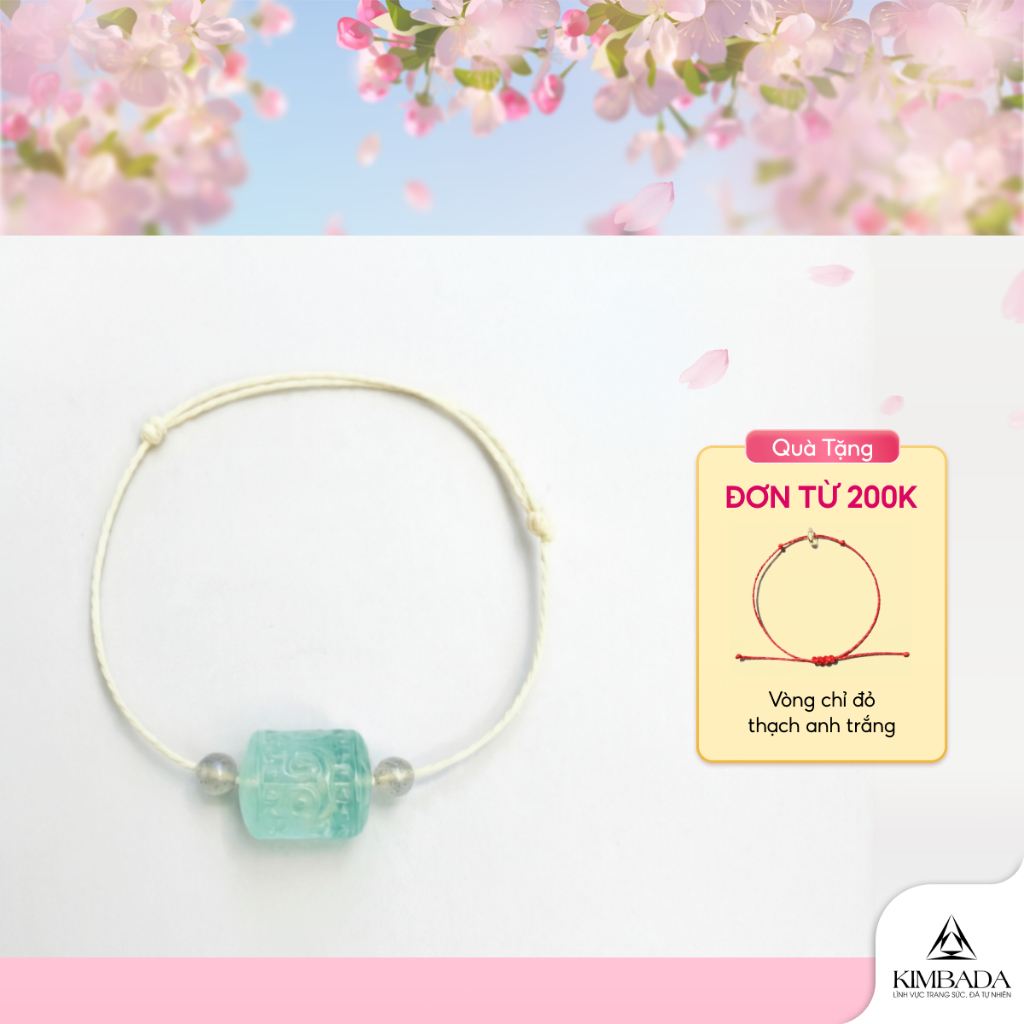 Vòng tay nữ 2 viên thạch anh tự nhiên kèm charm Fluorite Kimbada phụ kiện handmade thời trang