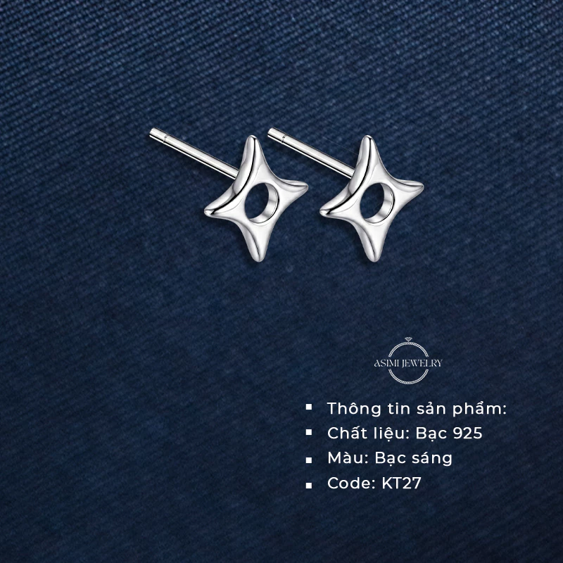Bông tai bạc Ý S925 ngôi sao lấp lánh Asimi Little Constellation KT27 2