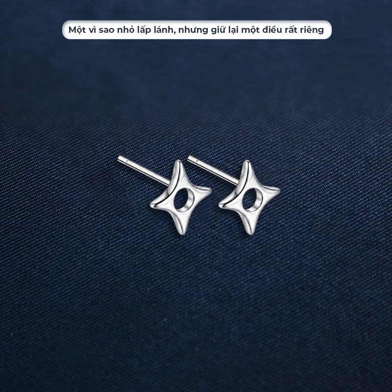 Bông tai bạc Ý S925 ngôi sao lấp lánh Asimi Little Constellation KT27 3