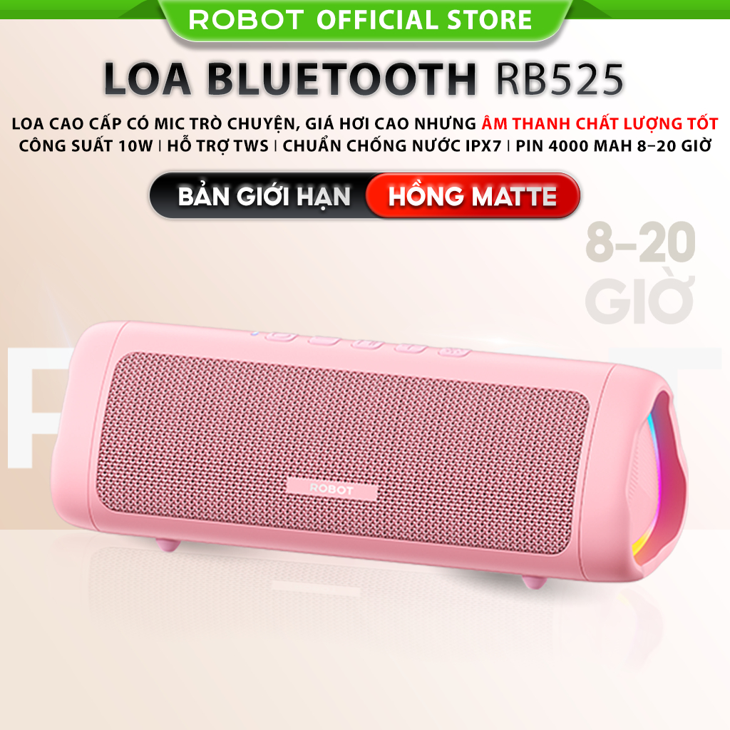 Loa bluetooth RB525 hồng phiên bản đặc biệt công suất 10W ROBOT