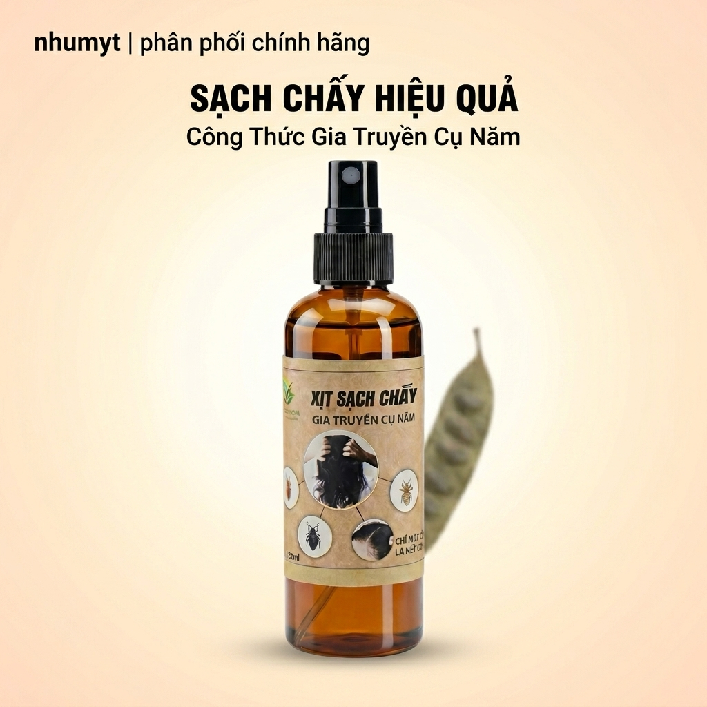 ( TẶNG MŨ CHỤP ) Xịt Sạch Chấy Gia Truyền Cụ Năm Làm Sạch Chấy Và Trứng An Toàn Cho Bé