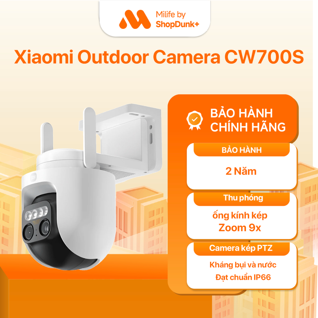 Camera Ngoài Trời Xiaomi Outdoor Camera CW700S EU Zoom 9X Giám Sát 360 độ BH 2 Năm
