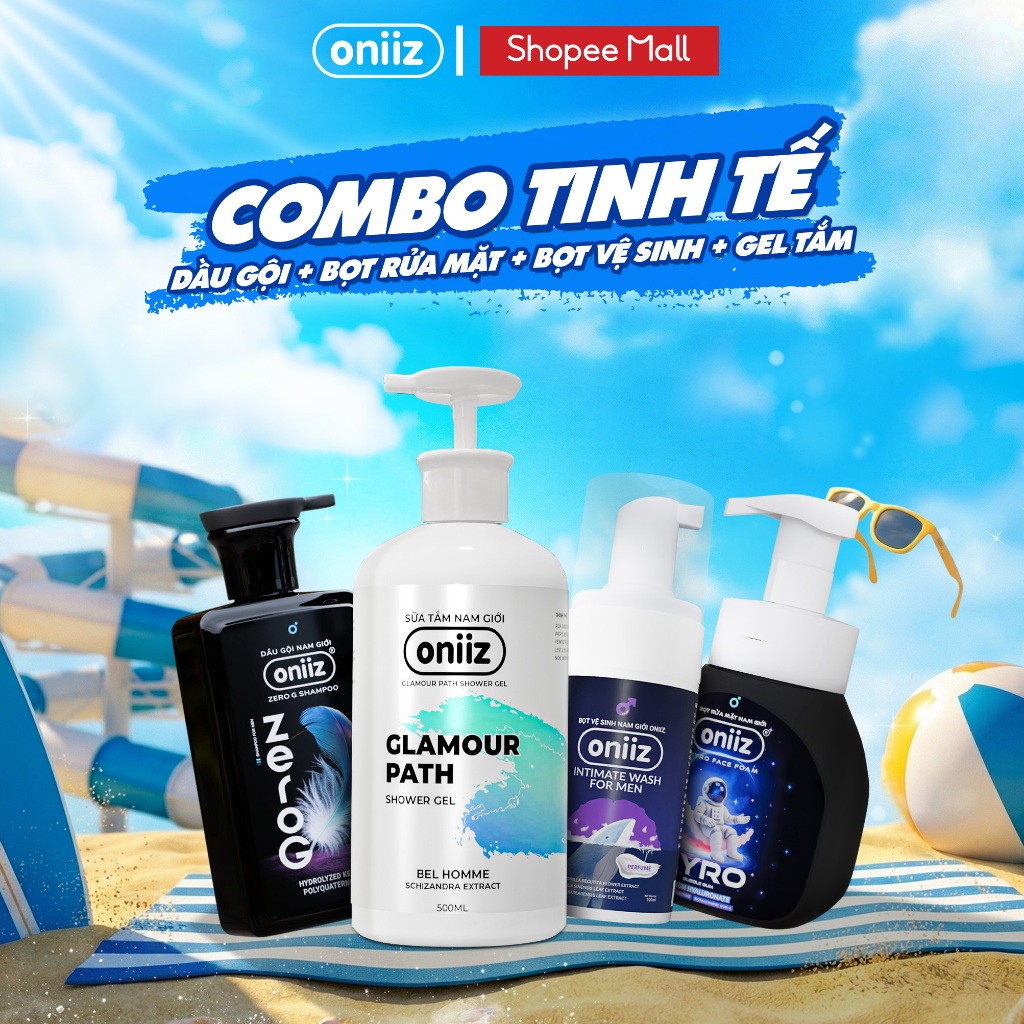 Combo Tinh Tế Oniiz - Bọt vệ sinh nam giới, Sữa tắm hương nước hoa, Dầu gội nam tính mới ZeroG, Bọt 