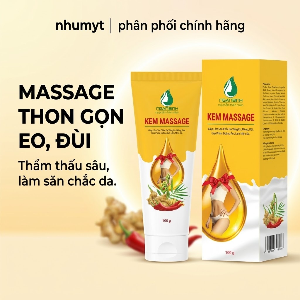 ( MUA 1 TẶNG 1 MÀNG QUẤN ) Kem Massage Ngân Bình 100g Giúp Làm Săn Chắc Da Vùng Eo Mông Đùi