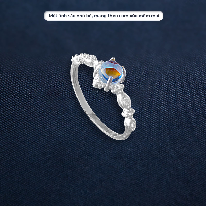 Nhẫn nữ bạc kiểu dáng thanh mảnh Asimi Opal Embrace NA24 3