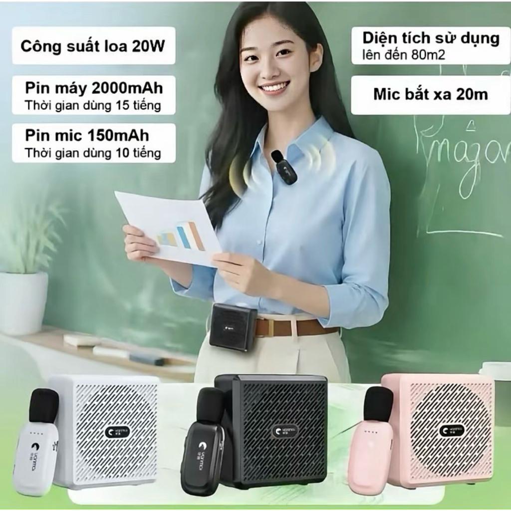 Loa Trợ Giảng K5 Pro - Mic Cài Áo Ko Dây - Chính Q Hãng Yanmai