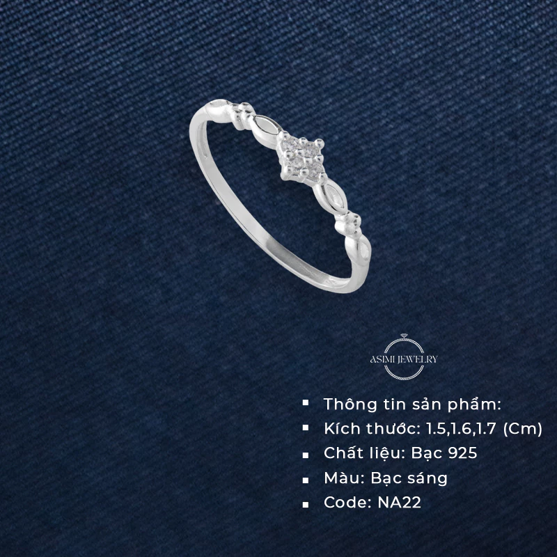 Nhẫn bạc nữ S925 đính đá thanh mảnh Asmi Petite Muse NA22 2