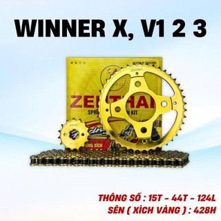 Nhông Sên Dĩa Winner X V1 V2 V3, Sonic - ZENTHAI 15T-44T-126L FULL VÀNG 10 Li Cao Cấp THAILAND Bền Bỉ Êm Tròn