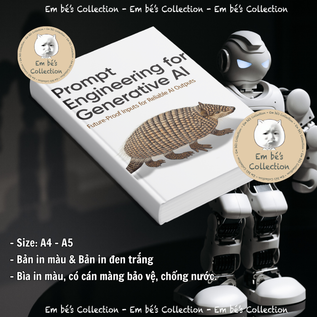 [Bản in] Prompt Engineering for Generative AI. A4-A5. Bìa in màu cán màng