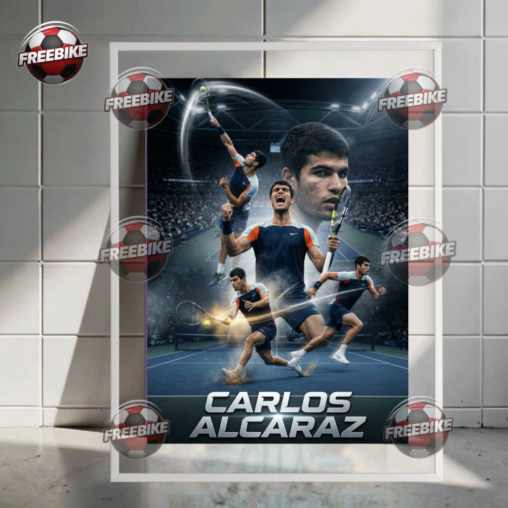 POSTER CARLOS ALCARAZ KHUNG BẰNG KÍNH PHA LÊ CAO CẤP MẪU 1
