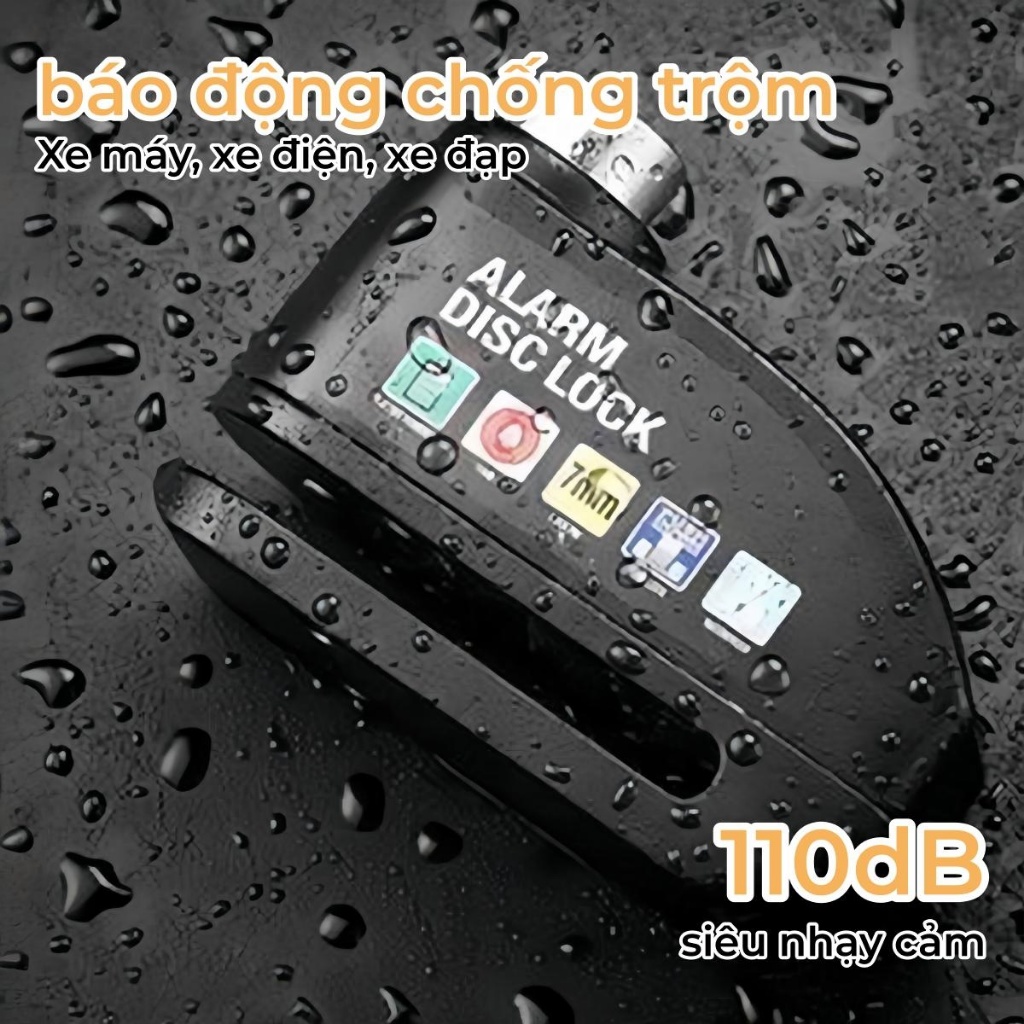 khoá xe đạp，khoá xe máy，Ổ Khoá Phanh Đĩa Xe Máy Báo Động Có Còi Hú Chống Trộm Alarm Disc Lock Chống