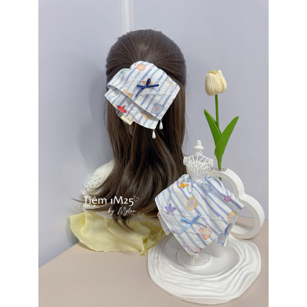 SCRUNCHIES NÀNG THƠ BIỂN XANH (vuông)
