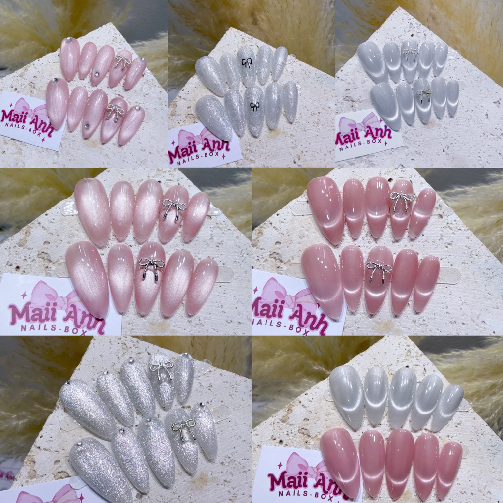 [RẺ VÔ ĐỊCH] nails box mắt mèo trơn , nơ tổng hợp ( best seler tại shop) nails xinh giá rẻ . nails .
