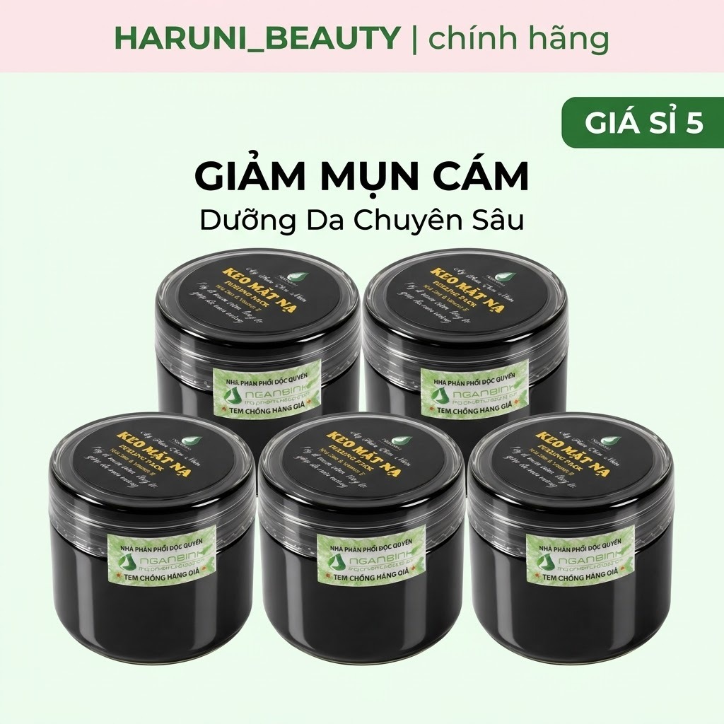 Combo 5 Keo Mặt Nạ Ngân Bình Haruni Hỗ Trợ Giảm Mụn Cám Sạch Sâu Dưỡng Da Mịn Màng