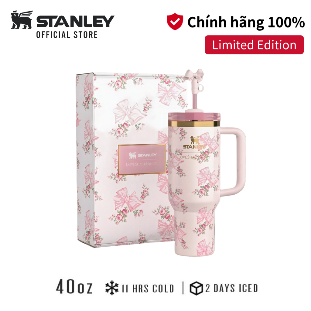 Bình giữ nhiệt Stanley 1913 x LoveShackFancy Quencher H2.0 Flowstate Tumbler - 20oz/40oz | Limited E