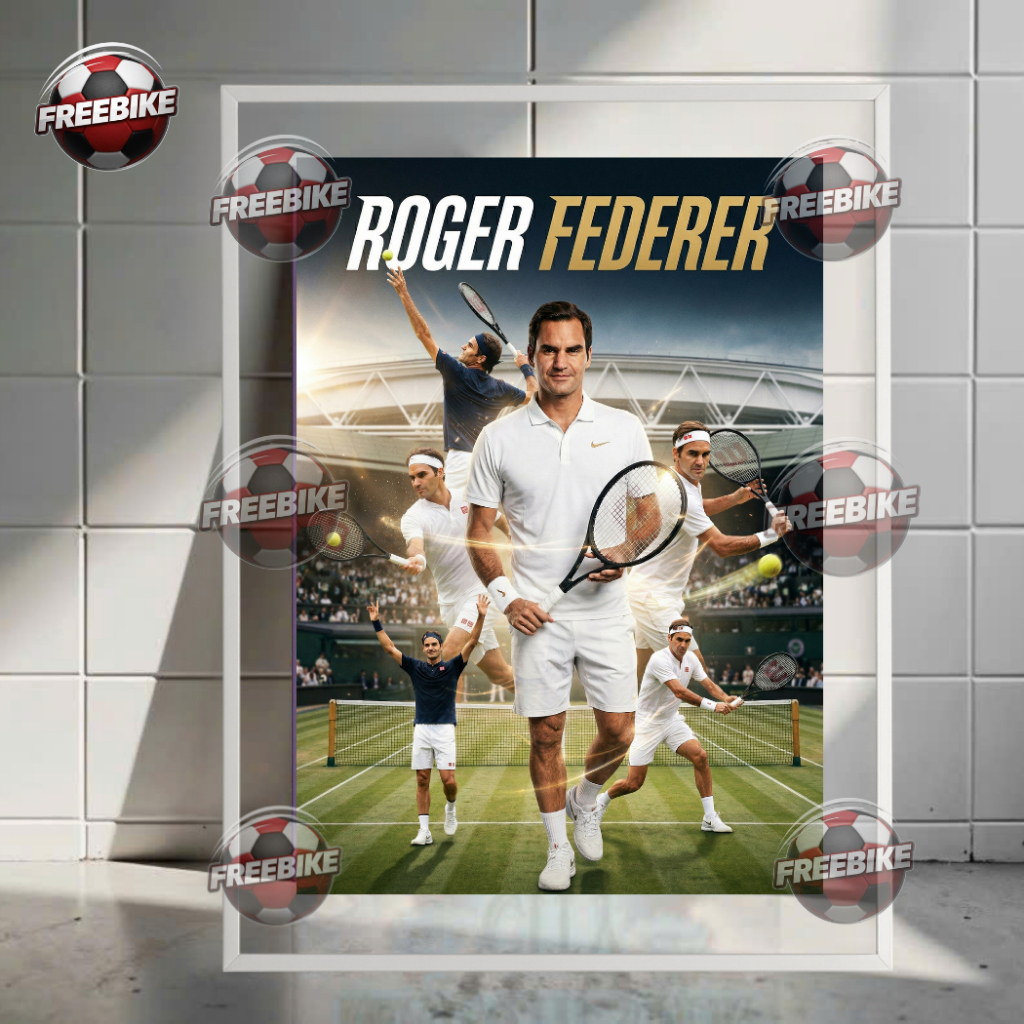 POSTER ROGER FEDERER KHUNG BẰNG KÍNH PHA LÊ CAO CẤP MẪU 1