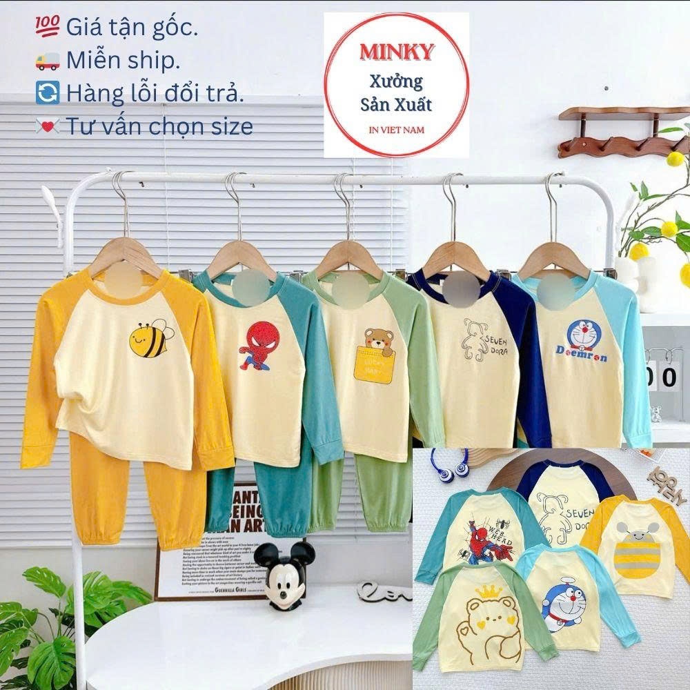 (8KG TỚI 40KG) LOAI.1 MINKY VN Dài Tay THU ĐÔNG Cho Bé LDD43 ALBA Thun Lạnh Cao Cấp Mềm Mịn Thoáng M