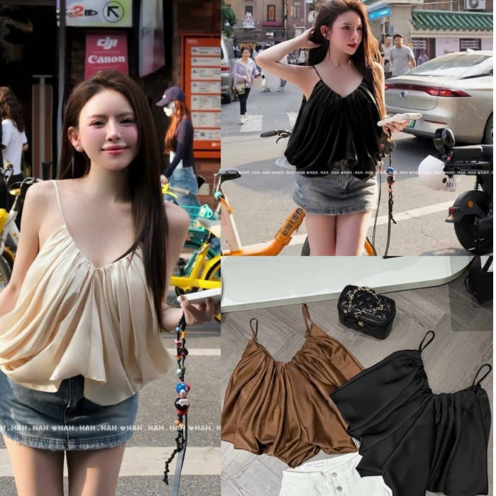 áo kiểu nữ hàn quốc,áo kiểu nữ dễ thương MẪU MỚI RA MẮT lụa 2 dây siêu xinh hot trenb qq349 | BigBuy360 - bigbuy360.vn