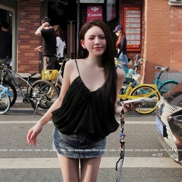 áo kiểu nữ hàn quốc,áo kiểu nữ dễ thương MẪU MỚI RA MẮT lụa 2 dây siêu xinh hot trenb qq349 | BigBuy360 - bigbuy360.vn