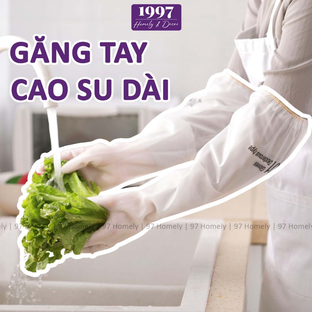 Găng Tay Cao Su Rửa Chén Dáng Dài Chít Gấu 97Homely Rửa Bát Dọn Dẹp Chống Bẩn DT240301401