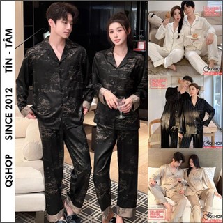 Tổng hợp bộ đồ Pijama cặp đôi tay dài lụa LUXURY cao cấp sang trọng mặc nhà mặc ngủ QSHOP