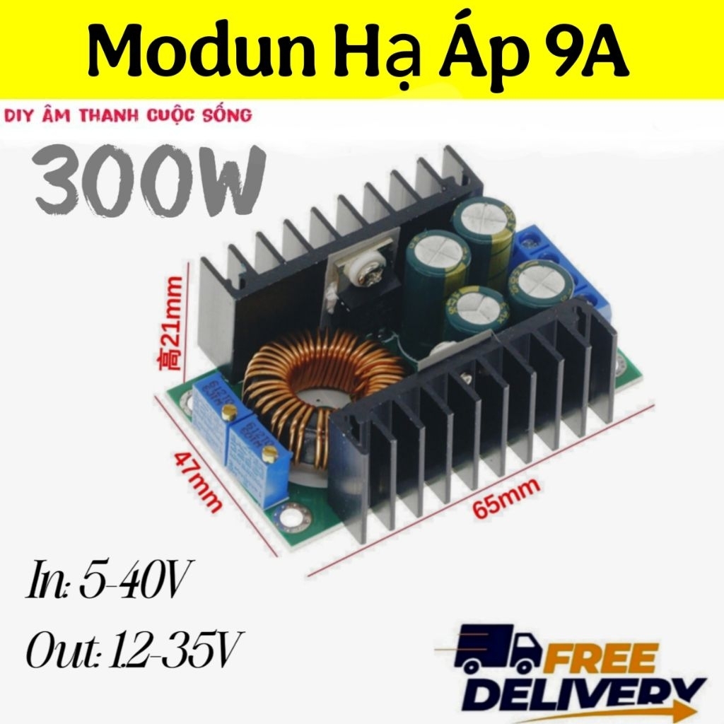 Mạch Hạ Áp 9A 300W XL4016 Điều Chỉnh Điện Áp 5-40V Xuống 1.2-35V Diy -