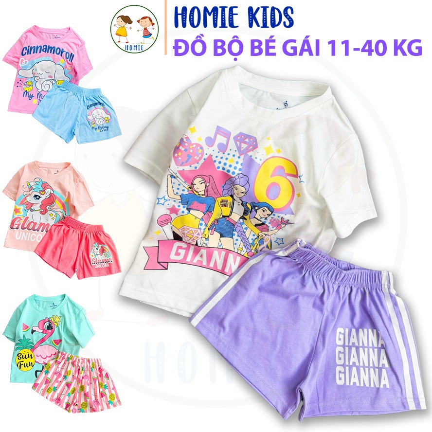 Bộ cộc tay bé gái size đại 11-40 kg set quần áo trẻ em chất thun cotton mềm in hình kuromi kitty cá 