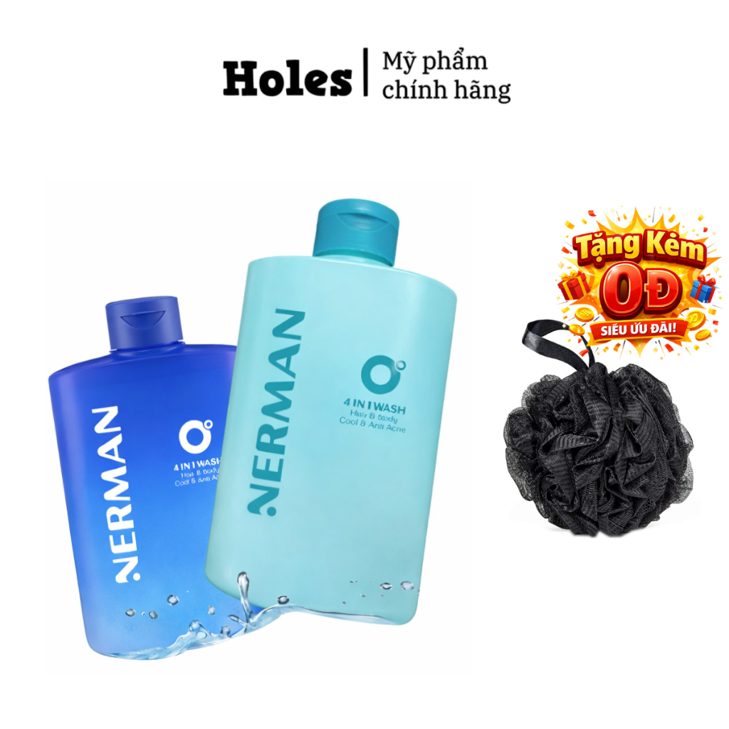 Sữa tắm gội nam NERMAN 0 Độ 4in1 hương nước hoa 330ml