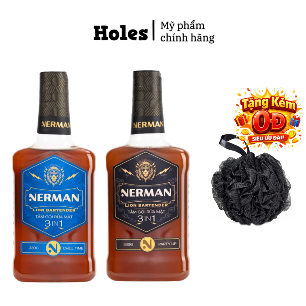 Sữa tắm gội rửa mặt 3in1 Nerman Lion Bartender