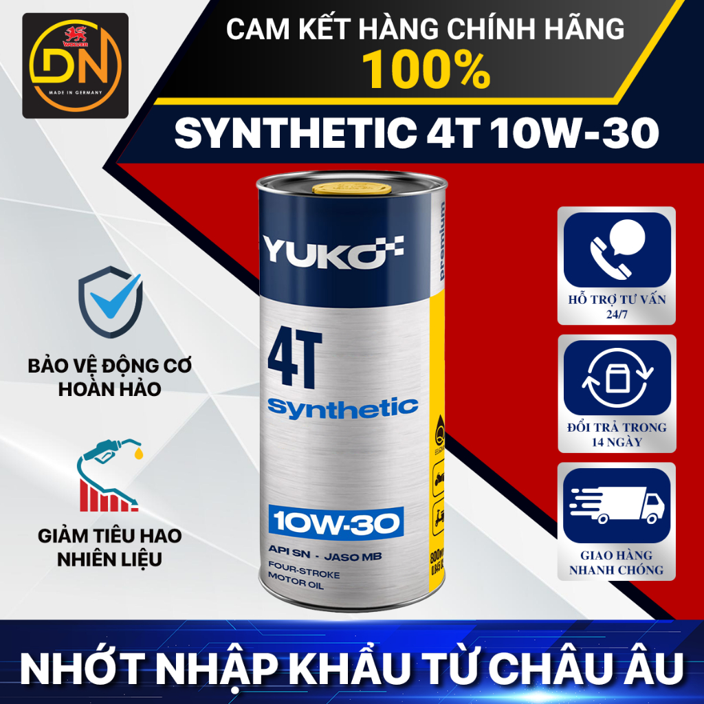 Nhớt Xe Tay Ga Yuko Synthetic 10w30 0.8L - Yuko 10w30 nhập khẩu EU