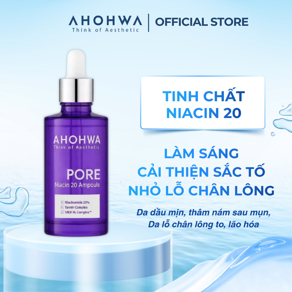 Serum Ahohwa làm sáng, cải thiện sắc tố, thu nhỏ lỗ chân lông Ahohwa Pore Niacinamide 20% Ahohwa 30m