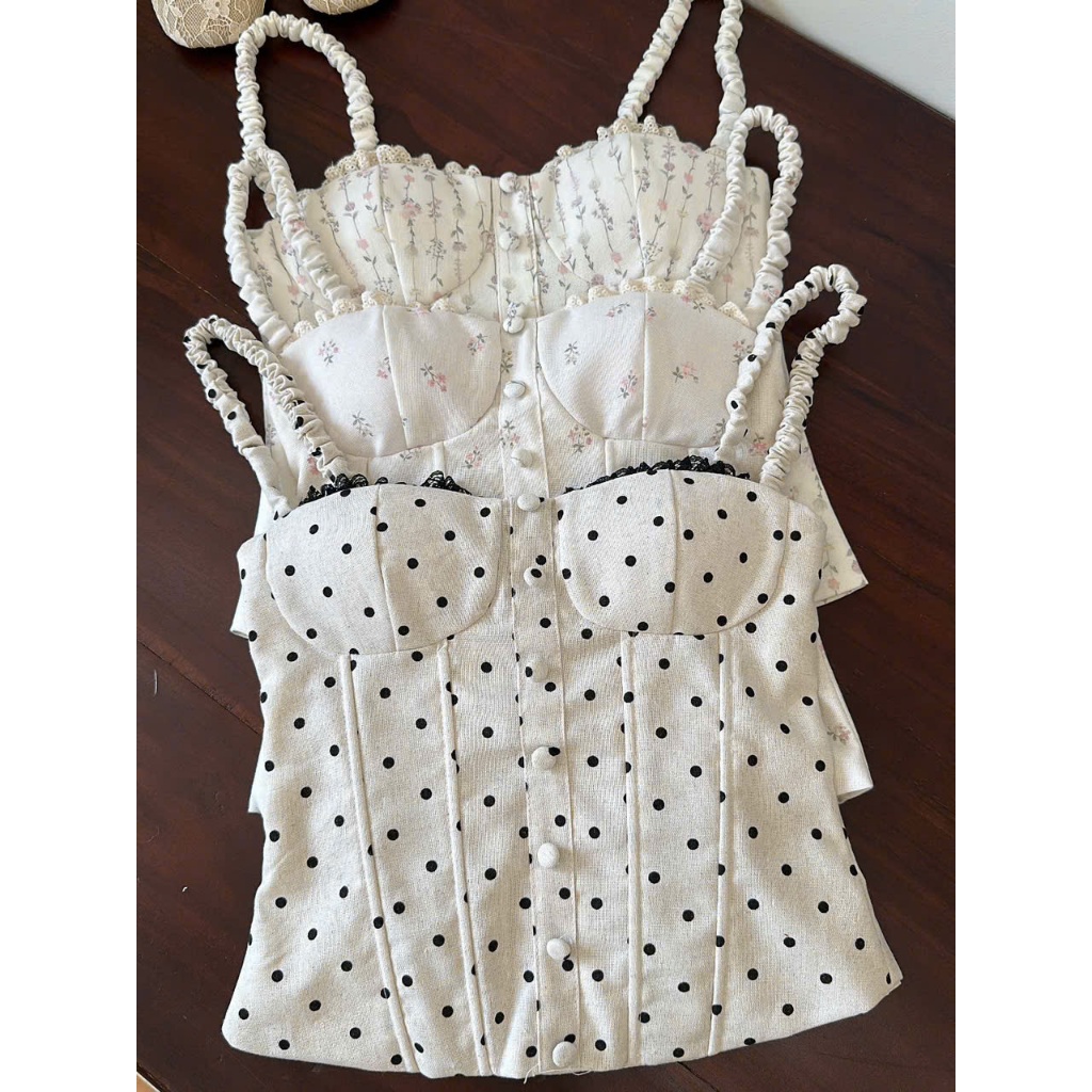 AD-007 ÁO 2 DÂY CORSET LINEN, có mút, có gọng, phía sau chun 30% | BigBuy360 - bigbuy360.vn