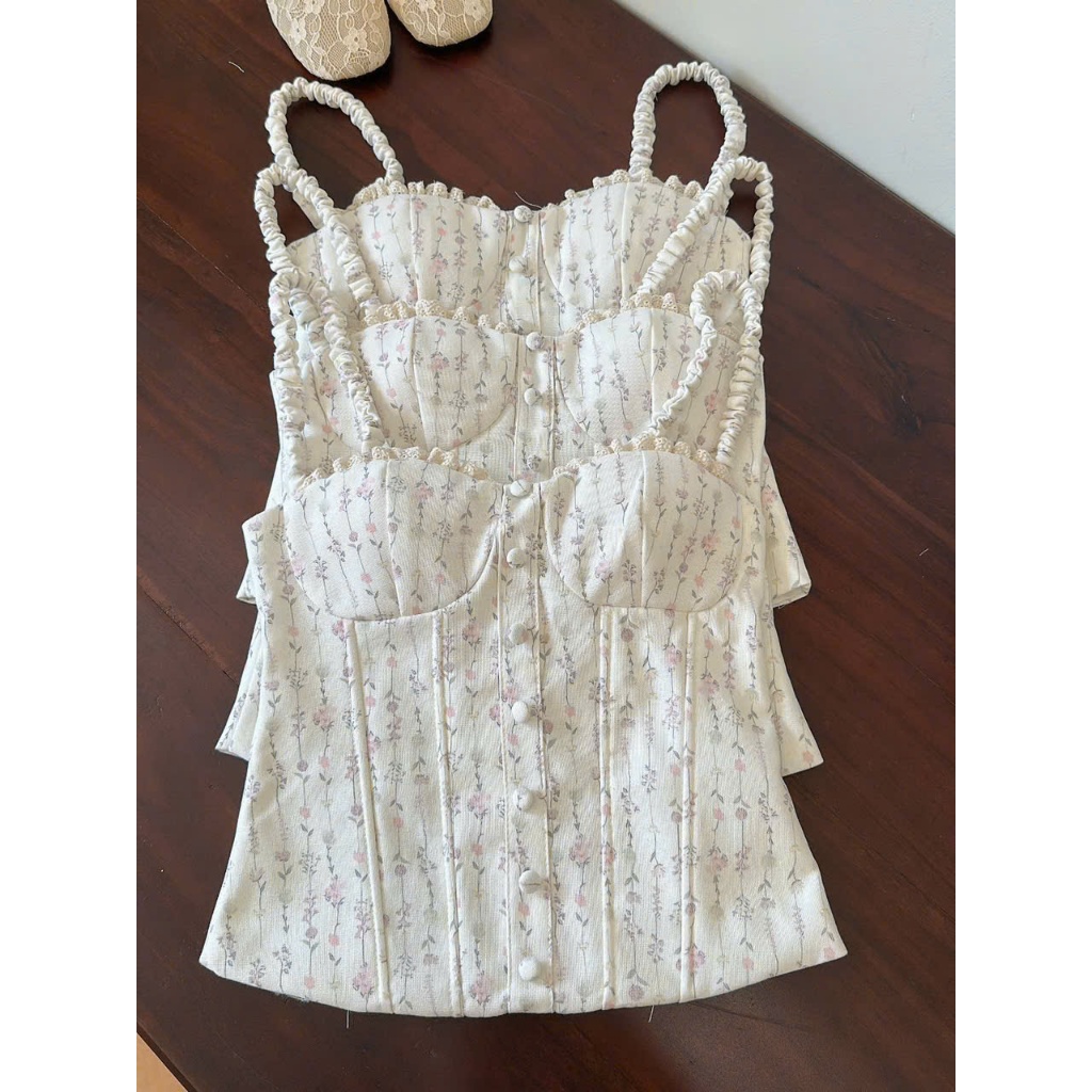 AD-007 ÁO 2 DÂY CORSET LINEN, có mút, có gọng, phía sau chun 30% | BigBuy360 - bigbuy360.vn