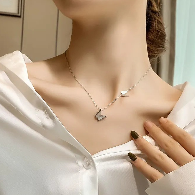 Dây chuyền titan hồ điệp thanh mảnh nhỏ xinh dễ thương