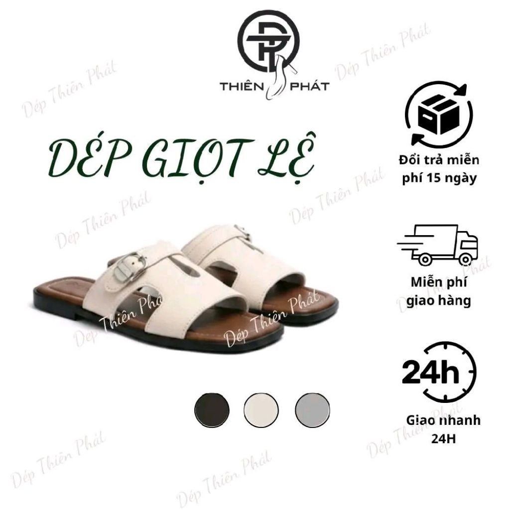 Dép Nữ THIÊN PHÁT M38 - Dép Nữ Giọt Lệ Khuy Khóa- Dép Nữ Bảng Ngang Giọt Lệ Phối Khóa Chất Da Mềm Nh