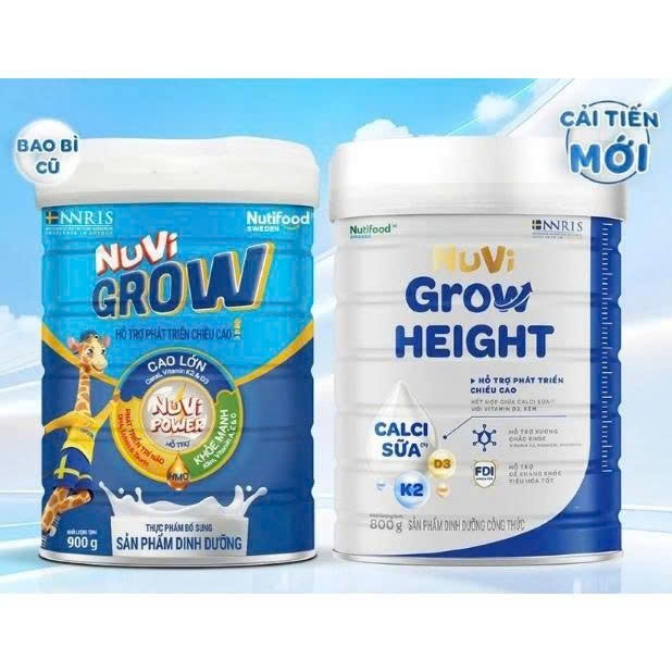 Sữa bột Nuvi Grow Height/Nuvi Grow xanh lon 1+/2+ Lon 800g