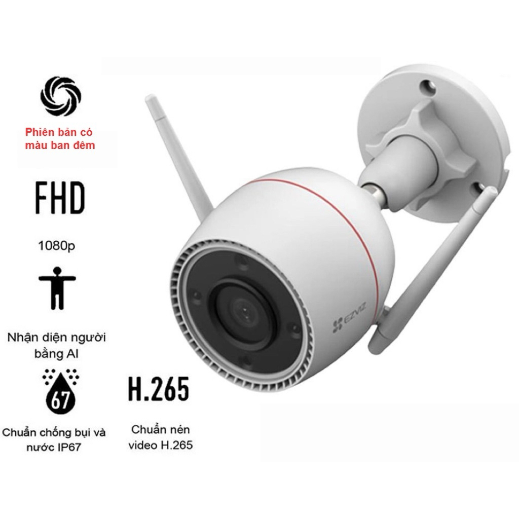 Camera Wifi EZVIZ Ngoài Trời h3C 3mp,  C3N (CS-CV310) 2.0MP 1080P, camera c3n mẫu mới, có màu ban đê