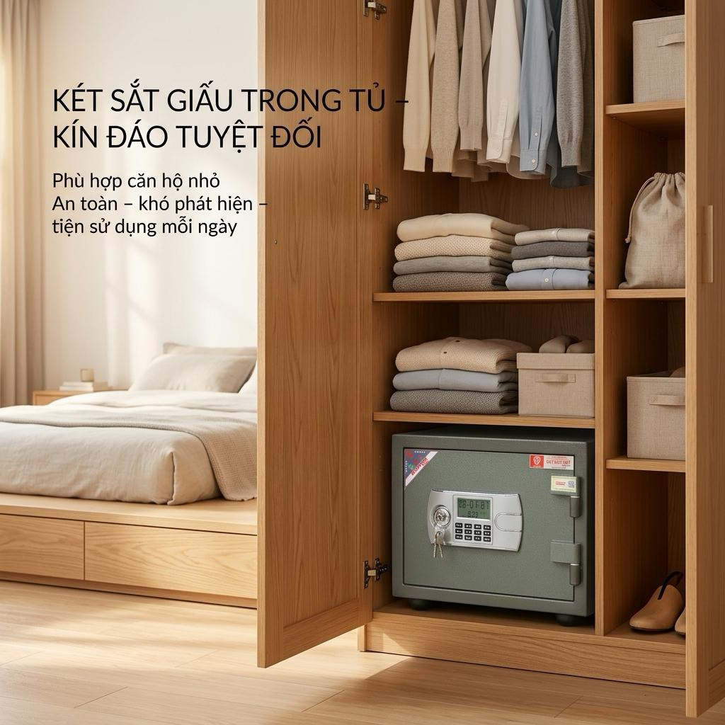 Két sắt Mini Việt Tiệp Khóa Điện Tử K25ĐT Chống Cháy 40Kg - Chính Hãng Công Ty Két Sắt Việt Tiệp Miễ
