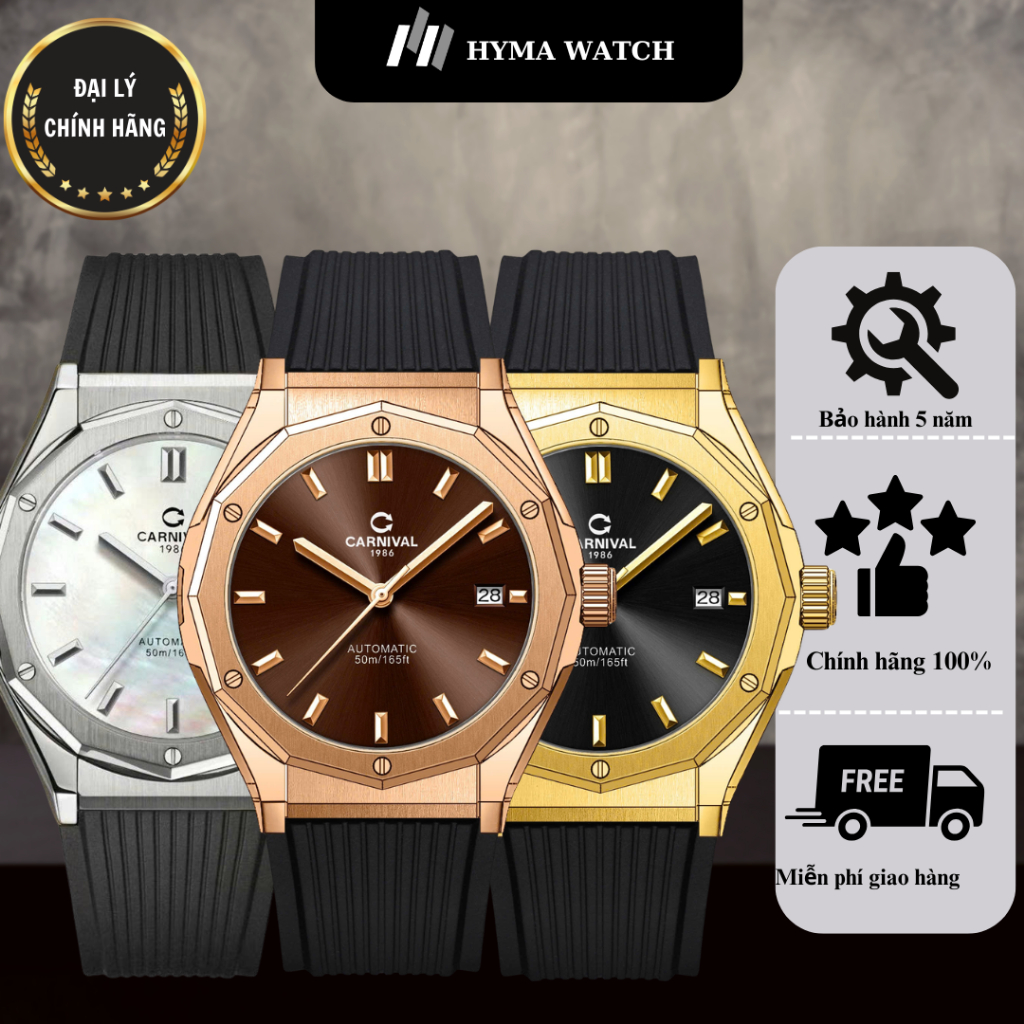 Đồng hồ Nam Carnival 8168G Máy cơ cao cấp Bảo hành 5 năm Hyma Watch