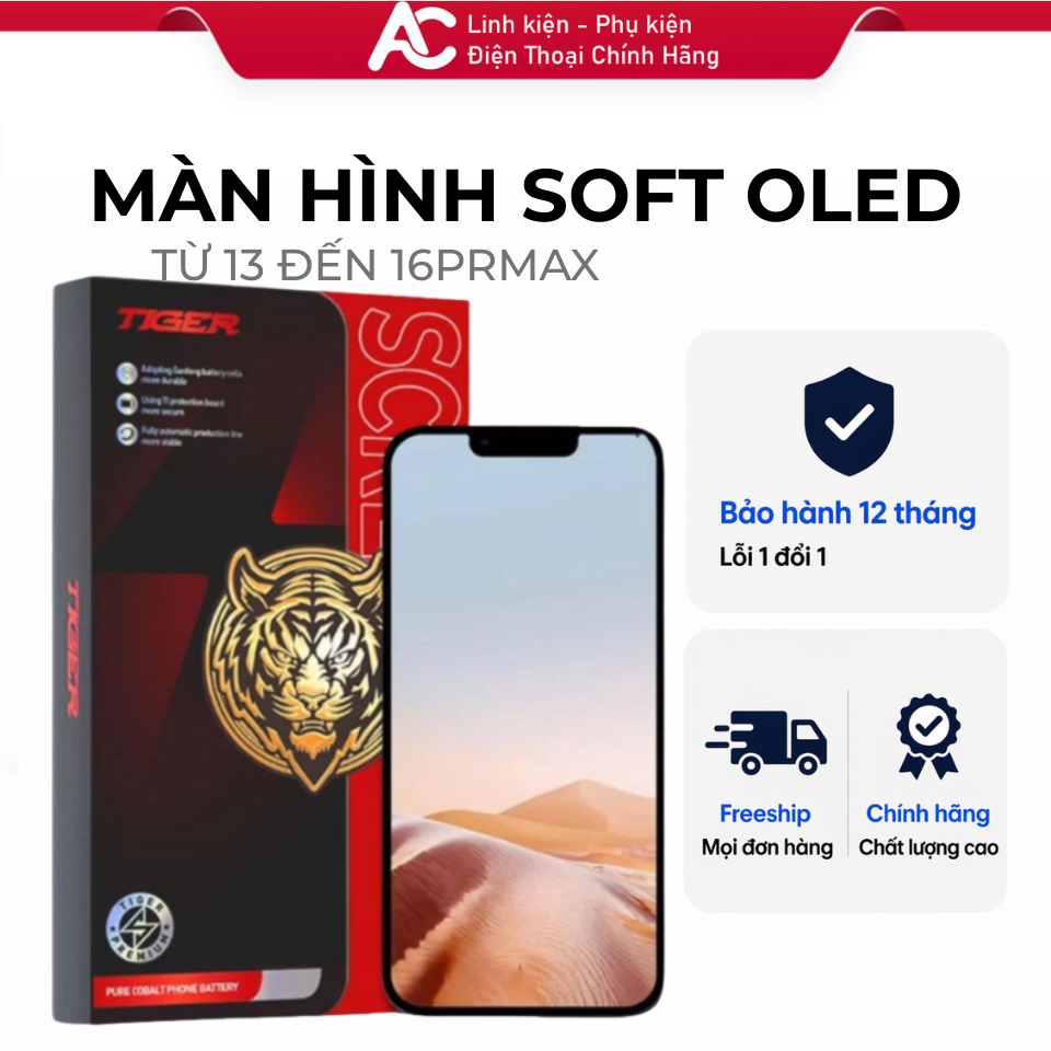 Màn Hình Tiger Soft Oled Cao Cấp ,Viền Mỏng, Sàng IC,9,5/10 So Với Zin