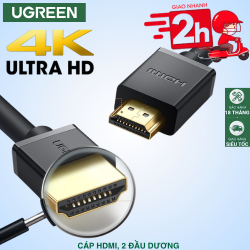 Cáp Hdmi 2.0 Ugreen Dây Hdmi Dài 2m Chất Liệu Pvc Hdmi to Hdmi Tốc Độ Nhanh 18Gb