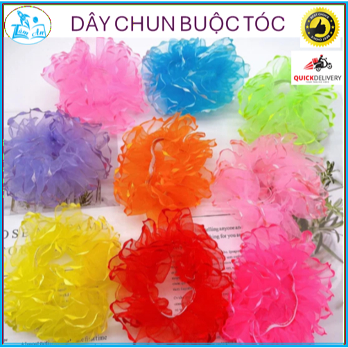 Dây Buộc Tóc Bằng Voan Scrunchies Cho Bé Đi Múa, Biểu Diễn Văn Nghệ Hồng/Đỏ/Xanh Dương/Xanh Lá/Tím