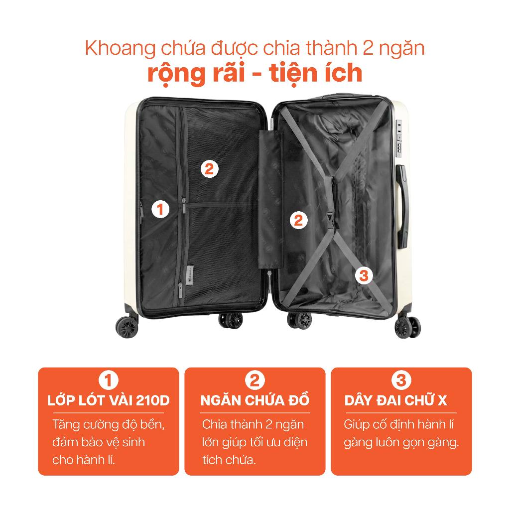 [🌟RA MẮT ĐỘC QUYỀN] Vali Kéo MIAvn Larita ORIX Size 20/24 Inch - Nhựa PP Siêu Bền, Hạn Chế Bể Vỡ, Khoá Số, Bánh Xe Đôi | BigBuy360 - bigbuy360.vn